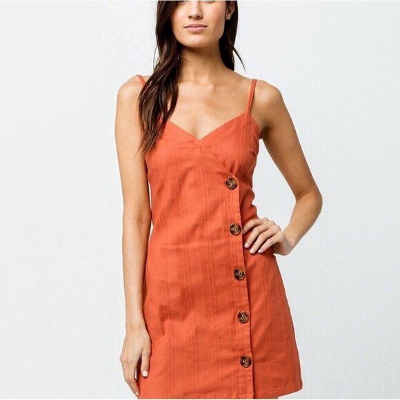 Sky + Sparrow Dresses & Skirts - Sky + Sparrow Orange Sleeveless Button Front Cotton Blend Mini Dress Size M